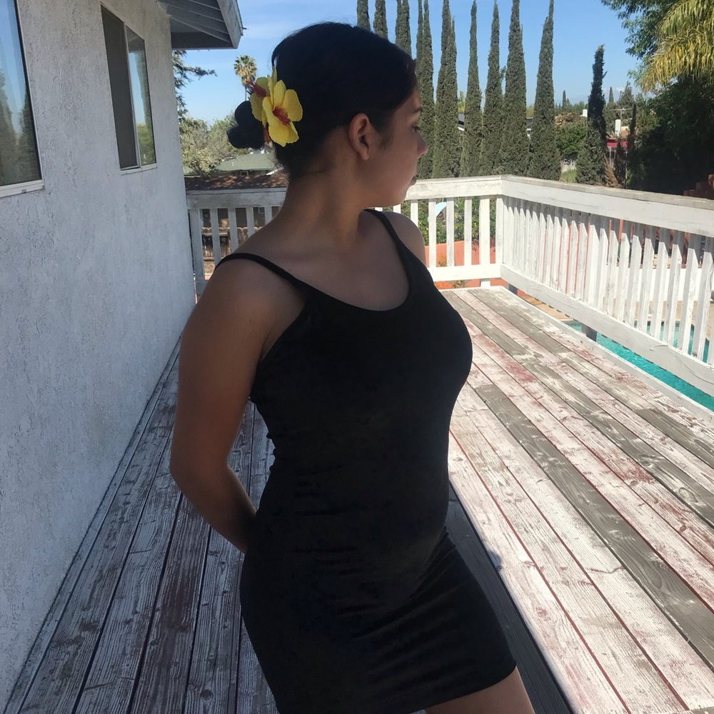 Black dress crushed velvet